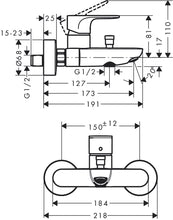 Load image into Gallery viewer, HANSGROHE Rebris S Single Lever Exposed Bath &amp; Shower Mixer
