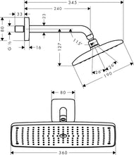 Load image into Gallery viewer, HANSGROHE RainDance E360 1jet 360 x 190mm with 240mm wall arm
