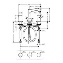 Load image into Gallery viewer, HANSGROHE 3hole basin mixer 110 zero handle with pull rod waste set
