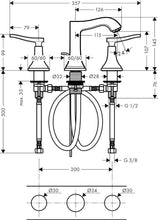 Load image into Gallery viewer, HANSGROHE METROPOL CLASSIC 3-hole basin mixer 110 with lever handles and pop-up waste set 
