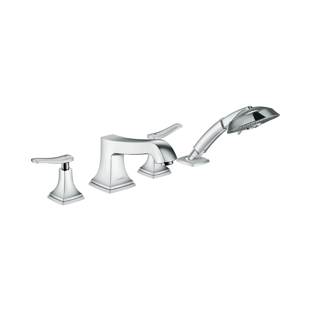 HANSGROHE METROPOL CLASSIC 4-hole rim mounted bath mixer with cross handles 