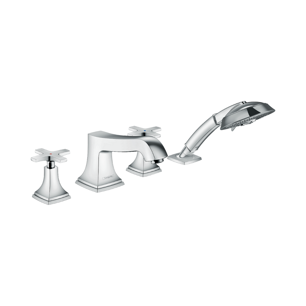 HANSGROHE METROPOL CLASSIC 4-hole rim mounted bath mixer with cross handles