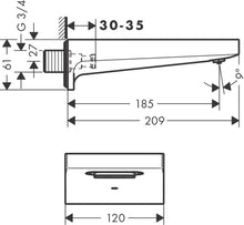 Load image into Gallery viewer, HANSGROHE Metropol bath spout 3/4&quot; wide flood jet
