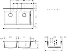 Load image into Gallery viewer, HANSGROHE Built-in sink 370/370 SilicaTec Granite Sinks
